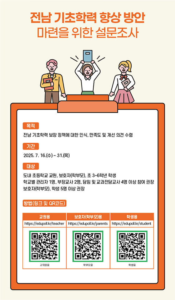 전남 기초학력 향상 방안 마련을 위한 설문조사